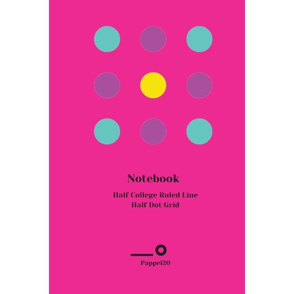 Half College Ruled Line Half Dot Grid Notebook Cover Hollywood Cerise color 160 pages 6x9-Inches (Paperback)