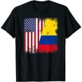thumbnail image 1 of Half Colombian Flag T-Shirt | Vintage Colomobia USA Gift, 1 of 4