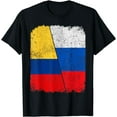 thumbnail image 1 of Half Colombian Half Russian Flag Heritage Pride Roots T-Shirt, 1 of 4