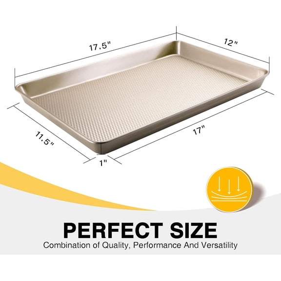 Half Cookie Sheet 17.5x12 Inches and Half/Quarter/Jelly Roll Baking Sheet Pan Set