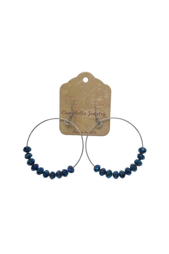 Half Crystal Large Hoop Earrings