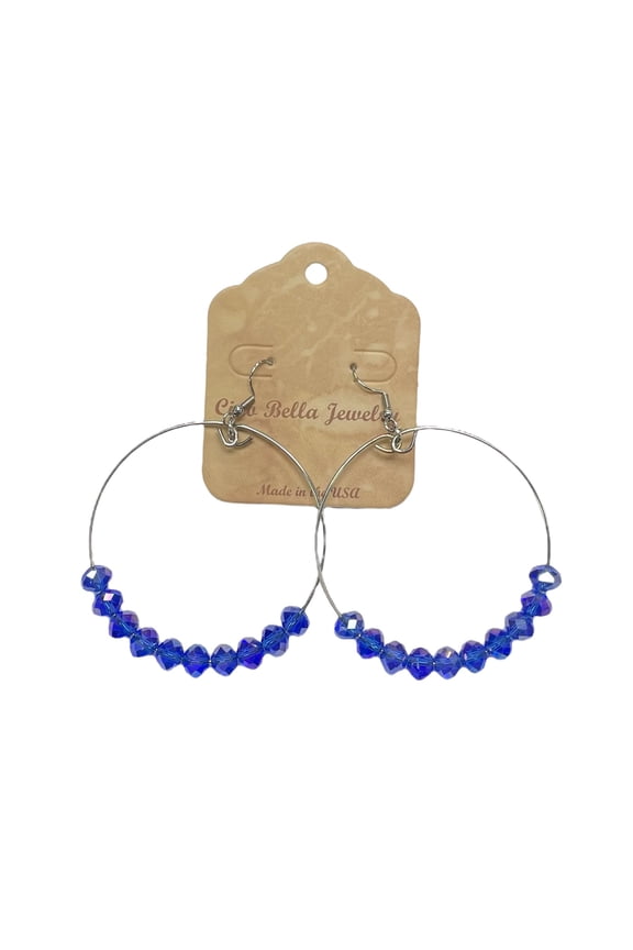 Half Crystal Large Hoop Earrings