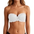 thumbnail image 1 of Half Cup Floral Lace Strapless Bra for Women, Underwire Support Brassiere, Removable Shoulder Straps with Invisible Clear Straps Evening Bras, 1 of 5