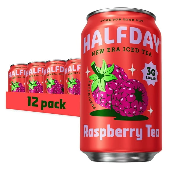 Half Day Raspberry Tea, Real Brewed Black Tea with Raspberry Flavor, 12oz Cans, 12-Pack