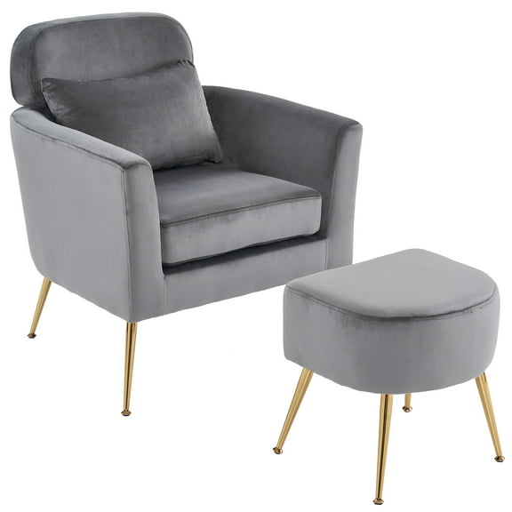 Half-Disassembled Single Leisure Chair - Dark Gray Flannelette, Gold Feet & Pedals, Indoor Use