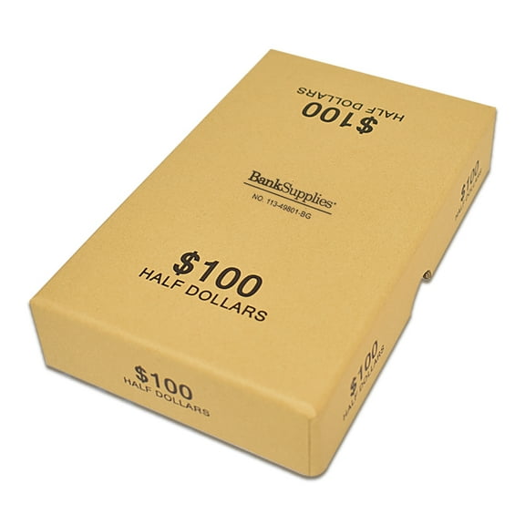 Half Dollar Chip Board Coin Storage Box - Beige - $100 Capacity - Storage Box