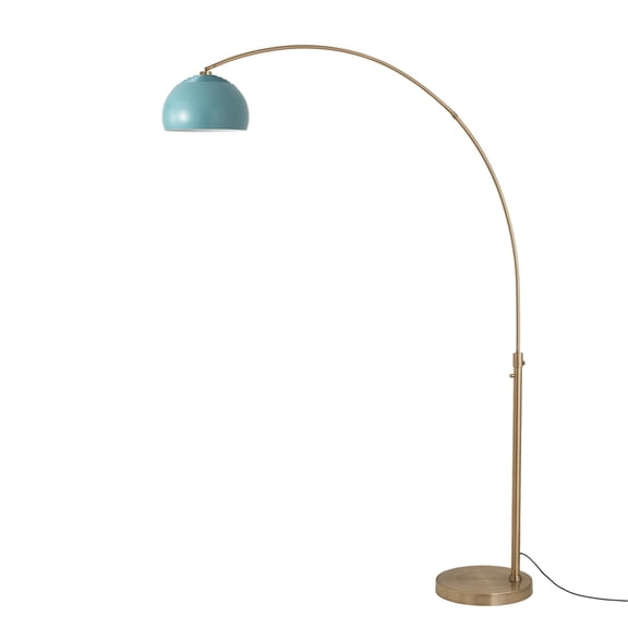 Half Dome 92" Arc Lamp - Mid-Century Modern Black Marble Base Blue Shade