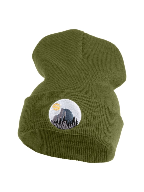 Half Dome Embroidered 12" Knit Cuff Long Beanie - Military Green OSFM