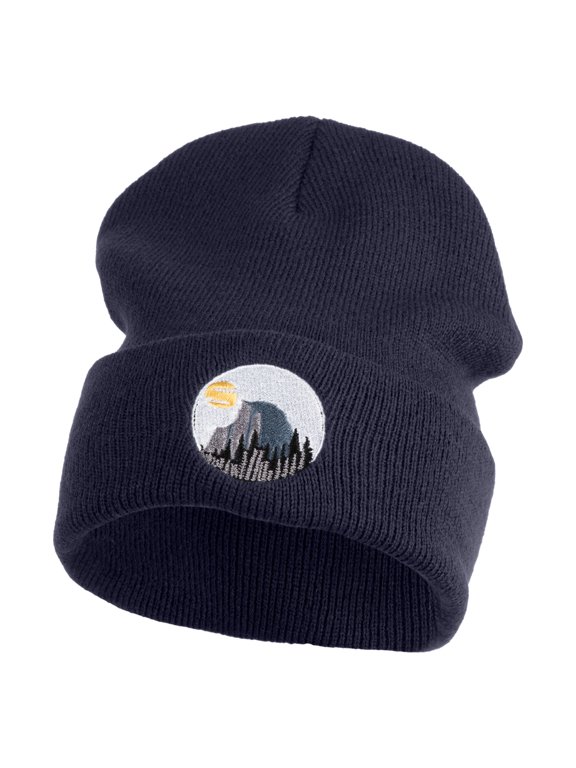 Half Dome Embroidered Big Size Acrylic Long Beanies - Navy XL-3XL
