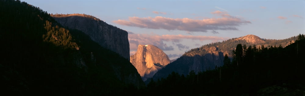Half Dome Mountain At Sunset Yosemite National Park California Canvas Art - Panoramic Images (27 x 9)