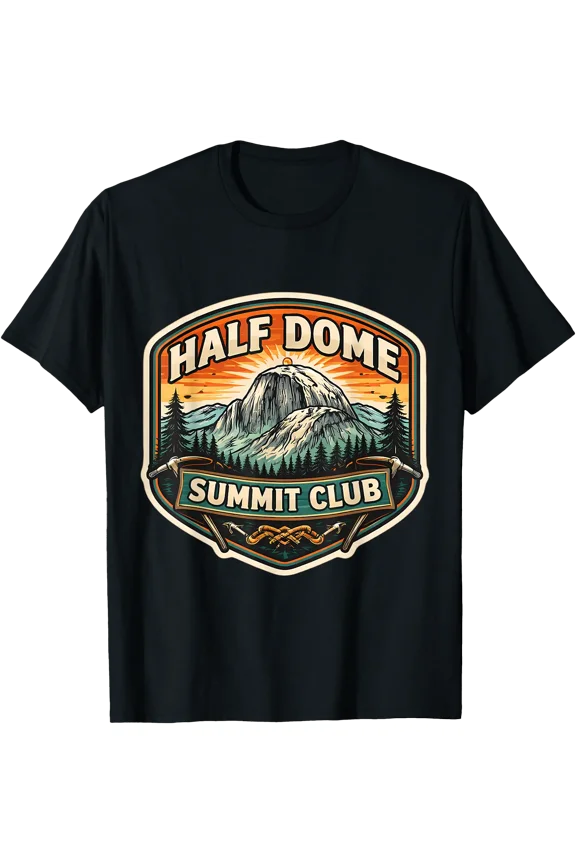 Half Dome Summit Club Mountain Peak Climber Climbing Hiking T-Shirt