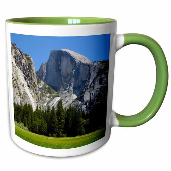 3drose, Half Dome, Valley Floor, Meadow, Yosemite Np, California, Usa, 11oz Two-tone Green Mug