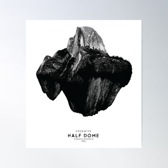 Half Dome - Yosemite National Park California America Poster Wall Art, Modern Wall Decor For Living Room Bedroom, 30x30 UNFRAMED