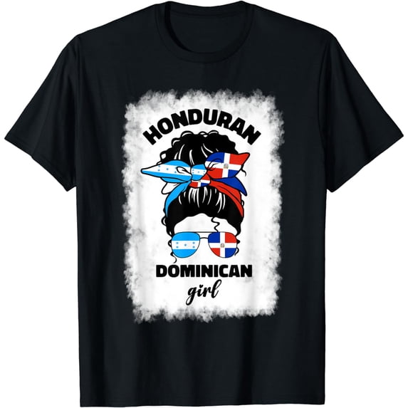 Half Dominican And Honduran Honduras Dominica Flag Girl Mix T-Shirt