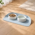 thumbnail image 1 of Half Enclosed Pet Feeding Mat Thickened Leather Dog Bowl Mat Non Slip Waterproof Oil Proof Pet Food Placemat For Dogs Cats Floor Protection, 1 of 7
