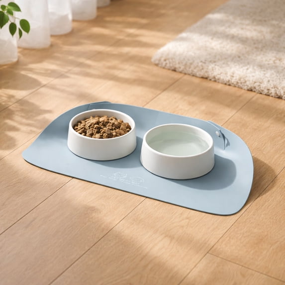Half Enclosed Pet Feeding Mat Thickened Leather Dog Bowl Mat Non Slip Waterproof Oil Proof Pet Food Placemat For Dogs Cats Floor Protection