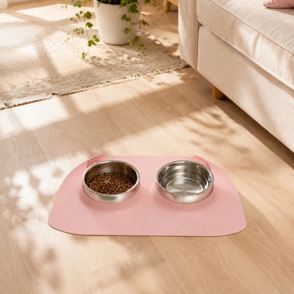Half Enclosed Pet Feeding Mat Thickened Leather Dog Bowl Mat Non Slip Waterproof Oil Proof Pet Food Placemat For Dogs Cats Floor Protection