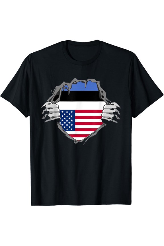 Half Estonian Half American Estonia Usa Flags T-Shirt All Size S-5Xl