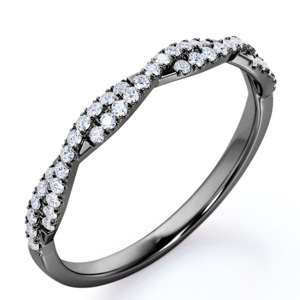 Half-Eternity 0.15 Carat Round Shape Diamond Pave Infinity Wedding Band in 10K Black Gold