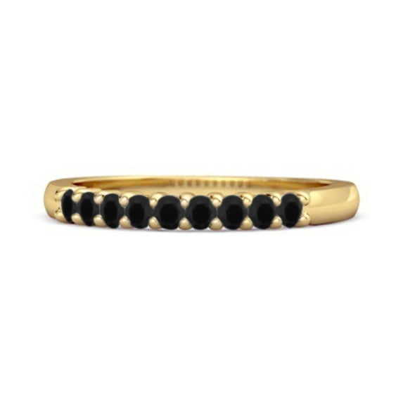 Half Eternity 0.18Cts Black Spinel 925 Sterling Silver Gold Vermeil Stacking Bridal Women Valentines Day Gifts Ring