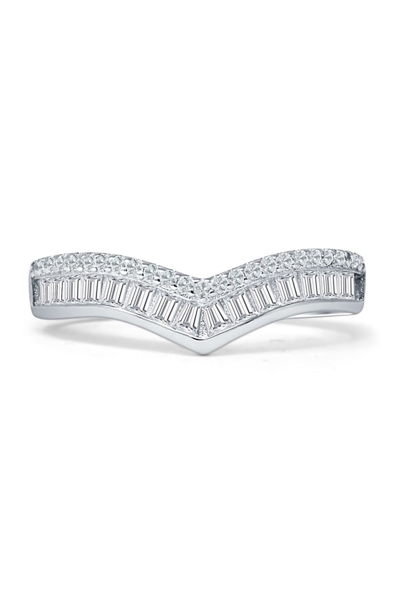 Half Eternity Band Curved Contour Ring CZ 925 Sterling Silver Size 9