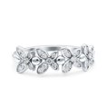 thumbnail image 1 of Half Eternity Flower Round Ring CZ 925 Sterling Silver Size 4, 1 of 6