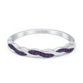 thumbnail image 1 of Half Eternity Infinity Twisted Band Rings Amethyst CZ 925 Sterling Silver Size 9, 1 of 6