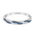 thumbnail image 1 of Half Eternity Infinity Twisted Band Rings Blue Topaz CZ 925 Sterling Silver Size 11, 1 of 4