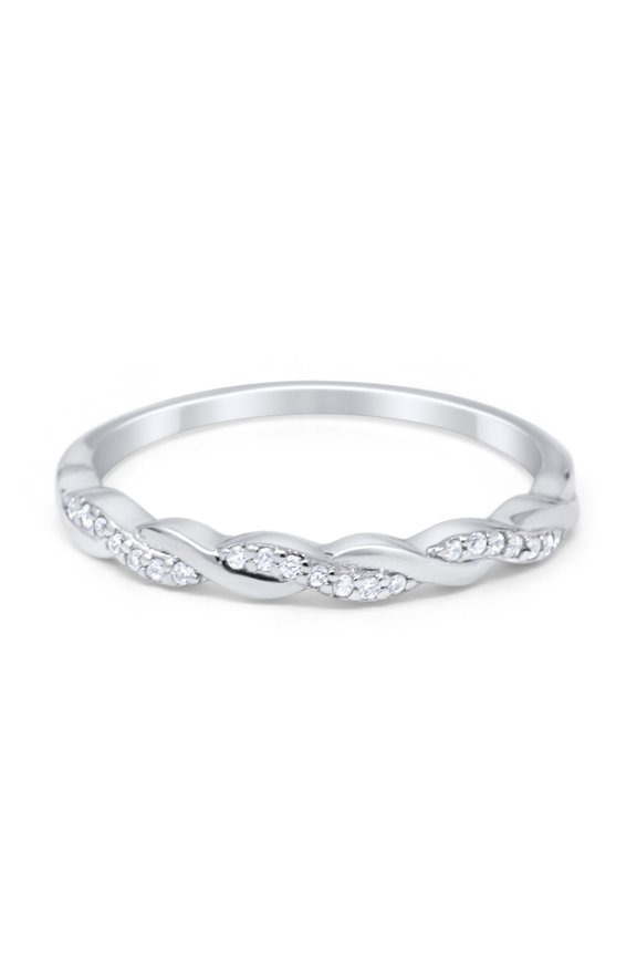 Half Eternity Infinity Twisted Band Rings CZ 925 Sterling Silver Size 5