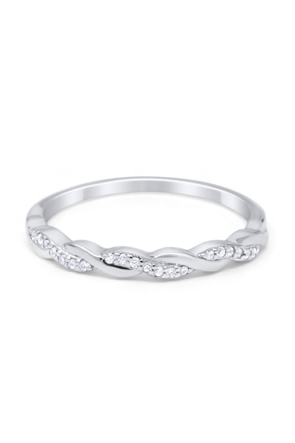 Half Eternity Infinity Twisted Band Rings CZ 925 Sterling Silver Size 7