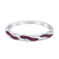 thumbnail image 1 of Half Eternity Infinity Twisted Band Rings Red Ruby CZ 925 Sterling Silver Size 10, 1 of 6