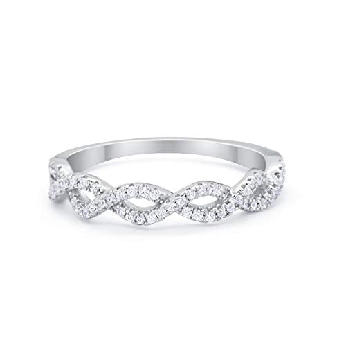 Half Eternity Infinity Twisted Ring CZ 925 Sterling Silver Size 9