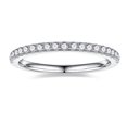 thumbnail image 1 of Half Eternity Moissanite Wedding Band 925 Sterling Silver D Color VVSI Clarity Simulated Diamond Rings Wedding Anniversary Stackable Ring for Women, 1 of 5