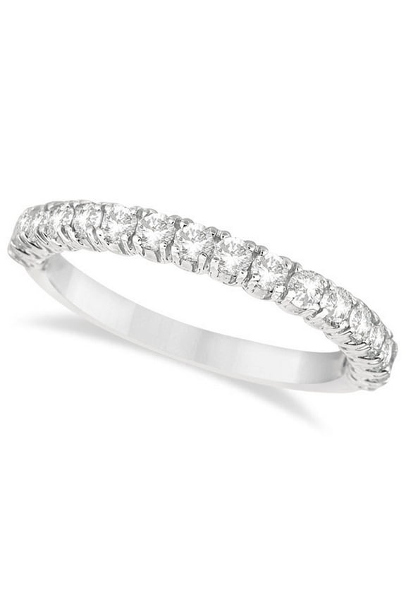 Half-Eternity Pave-Set Diamond Stacking Ring 14k White Gold (0.75ct)