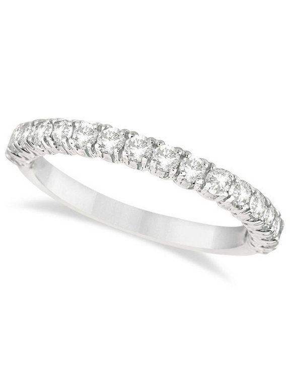 Half-Eternity Pave-Set Diamond Stacking Ring 14k White Gold (0.75ct)
