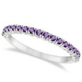 thumbnail image 1 of Half-Eternity Pave-Set Thin Amethyst Stack Ring 14k White Gold (0.65ct), 1 of 3