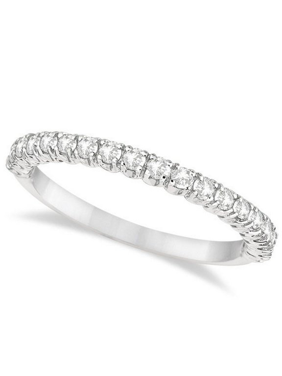 Half-Eternity Pave-Set Thin Diamond Stacking Ring Palladium (0.50ct)