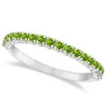 thumbnail image 1 of Half-Eternity Pave-Set Thin Peridot Stacking Ring 14k White Gold (0.65ct), 1 of 3