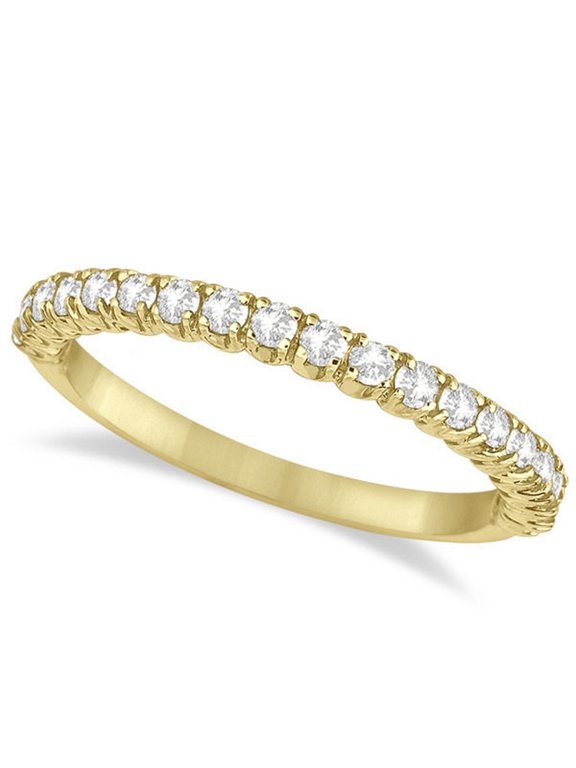 Half-Eternity Pave Thin Diamond Stacking Ring 14k Yellow Gold (0.50ct)