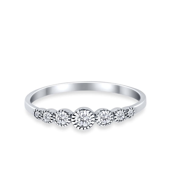 Half Eternity Petite Dainty Wedding Band Ring CZ 925 Sterling Silver Size 8