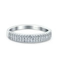 thumbnail image 1 of Half Eternity Ring Round Pave Engagement Band Ring CZ 925 Sterling Silver Size 5, 1 of 6