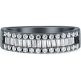 thumbnail image 1 of Half Eternity Ring Three Row Baguette Cubic Zirconia Black Tone 925 Sterling Silver, Size 10, 1 of 4
