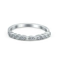 thumbnail image 1 of Half Eternity Ring Wedding Band Marquise Round Pave CZ 925 Sterling Silver Size 6, 1 of 6