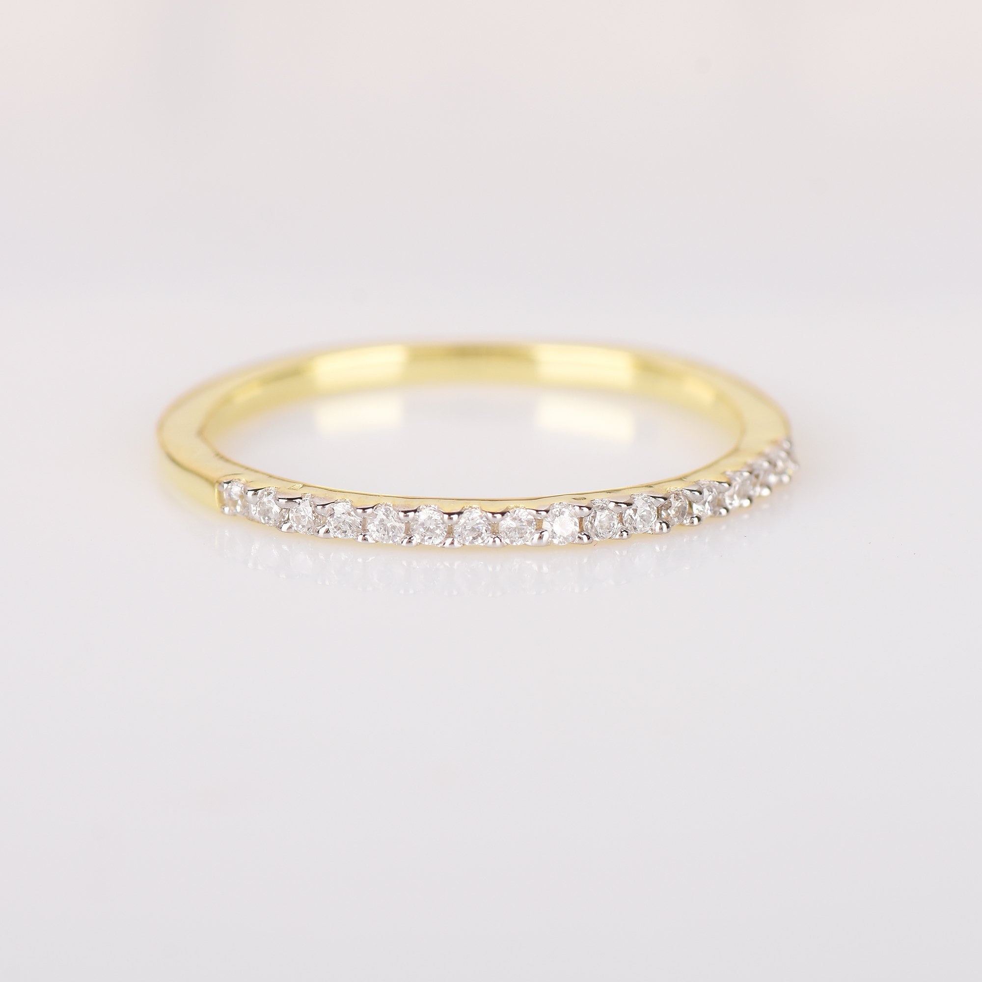 Half Eternity Ring, Wedding Band Ring, 925 Sterling Silver Stack Ring