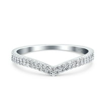 Half Eternity Ring Wedding Band Round CZ 925 Sterling Silver Size 4