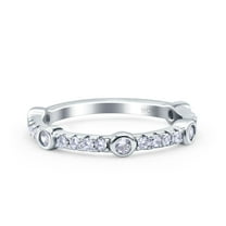 Half Eternity Ring Wedding Band Round Pave CZ 925 Sterling Silver Size 4