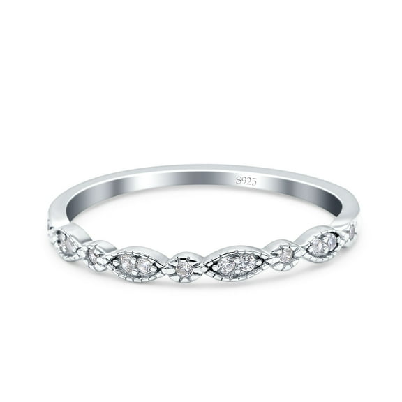 Half Eternity Ring Wedding Round CZ 925 Sterling Silver Size 4
