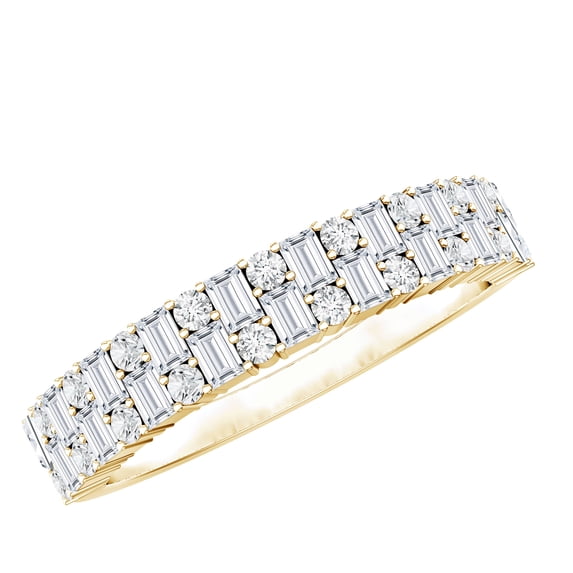 Rosec Jewels Certified Moissanite Half Eternity Ring - Wedding Anniversary Ring - D-VS1 Quality, 18K Yellow Gold, US 9.50