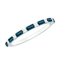 thumbnail image 1 of Rosec Jewels Baguette London Blue Topaz Half Eternity Ring (AAA Grade) - Real Blue Topaz Diamond Ring for 4th Anniversary, 10K White Gold, US 12.00, 1 of 9