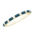 thumbnail image 1 of Rosec Jewels Baguette London Blue Topaz Half Eternity Ring (AAA Grade) - Real Blue Topaz Diamond Ring for 4th Anniversary, 18K Yellow Gold, US 12.00, 1 of 9